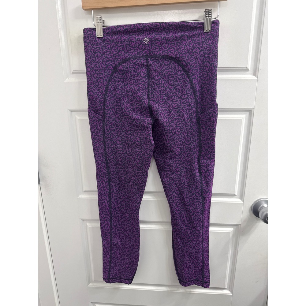 3/$30 Athleta Ultimate Stash Pocket Textured 7/8 Tight Purple Black Leggings M - Picture 3 of 3